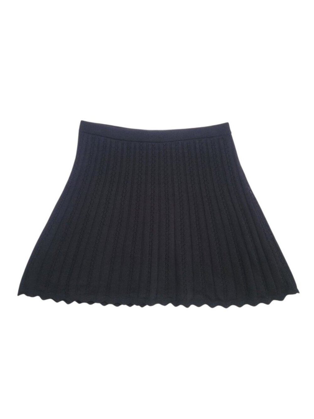 Gap Pointelle Mini Skirt Knit Fit Flare Sweater Skirt Black Cotton Medium Preppy